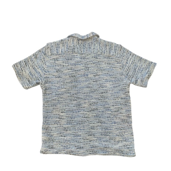 Earthbound Trading Co Textured Camp Shirt Blue Cream Boho Coastal Resort Medium - Picture 2 of 4